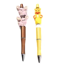 10Pcs 29x31mm Creative Cartoon Animal Silicone Beads Baby Teether Chew Pacifier Clip Chain Accessoies Silico Beads BPA Free