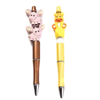 10Pcs 29x31mm Creative Cartoon Animal Silicone Beads Baby Teether Chew Pacifier Clip Chain Accessoies Silico Beads BPA Free