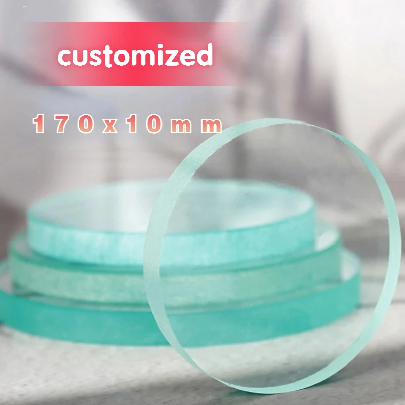 

Customized 4PCS Dia 170x10mm Clear Round Shape Armoured Tempering Toughened Glass Disc Plano Lens Hing Temperature Resistance