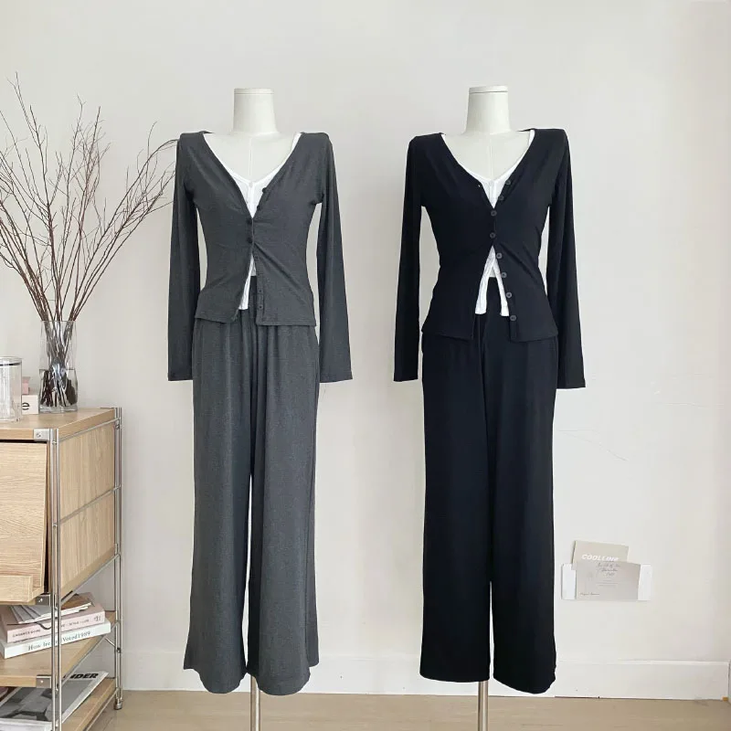 

Casual And Comfortable Sports suit Y2K Slim-fit Sexy Off-the-shoulder Trousers Two-Piece Suit Women's Autumn Set