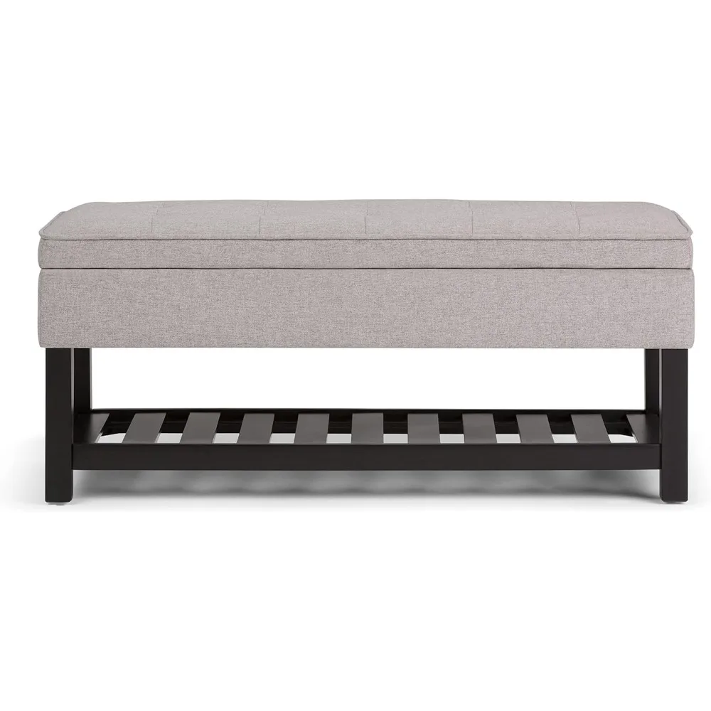 نمط كوزموبوليتان الانتقالي 44 مقعد عثماني للتخزين مستطيل من نسيج الكتان ذو المظهر الرمادي السحابي