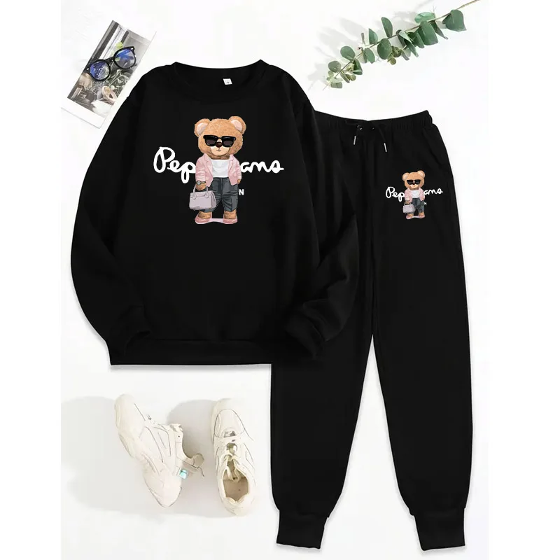 Women's Long-Sleeved Suit Hoodie+ Sweatpants 2 Piece Set Outfit Letter Print Casual Comfortable Clothing Woman Vintage Tracksuit