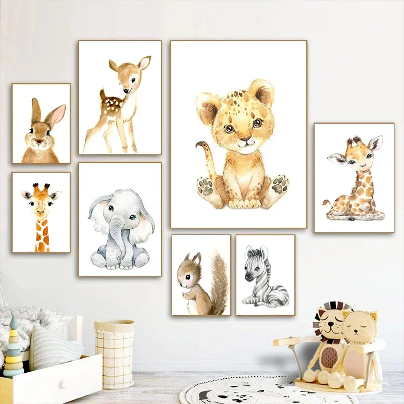 Animal Decoration Sheets Picture Wall Art Poster Children\'s Canvases Room Paintings For Nursery Decorative Prints Wall Posters