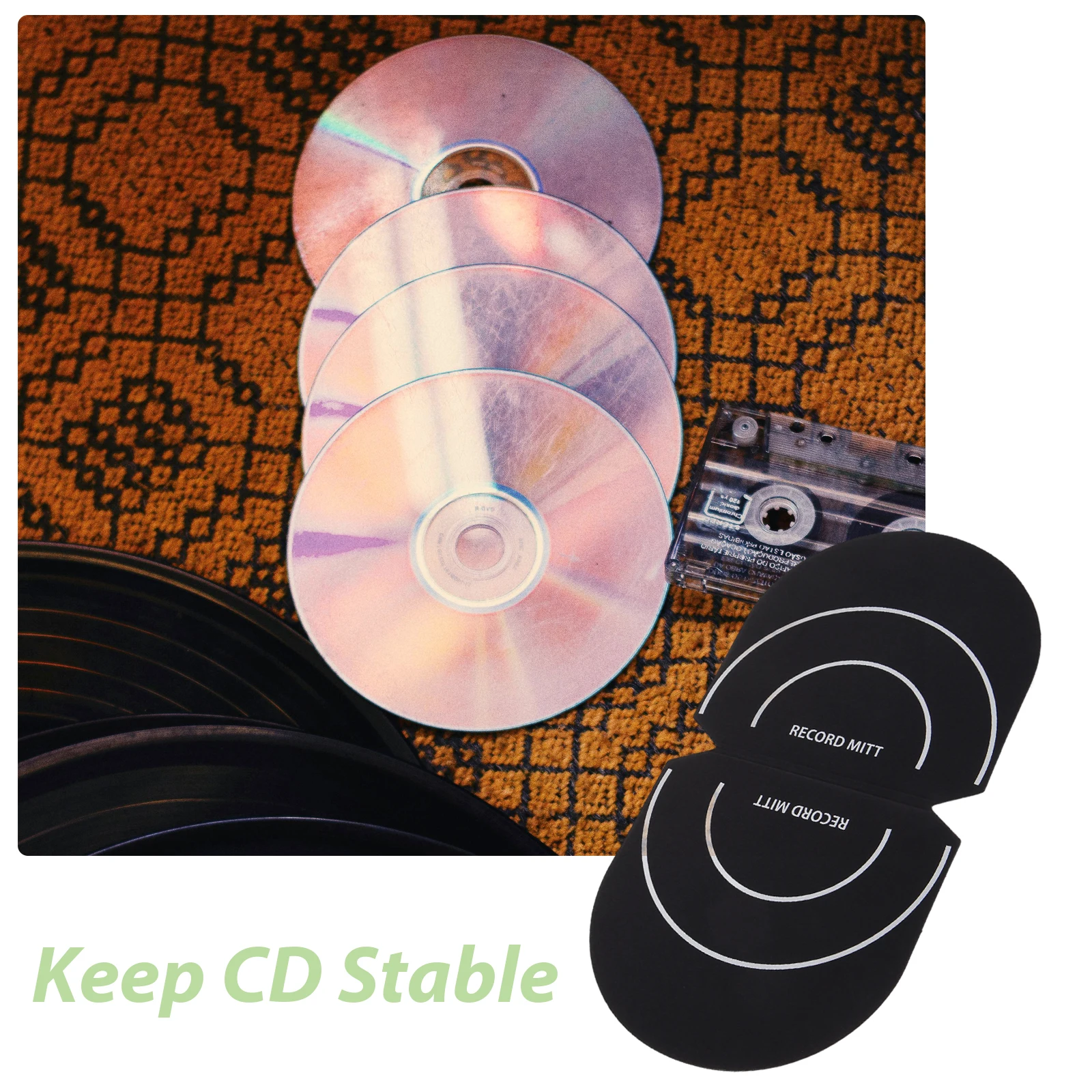 

2pcs Vinyl Record Mitts Black Flannel Protection Cleaner Handler Anti Static Supplies DJ Equipment Accessories