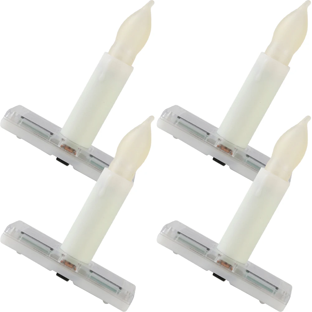 

4Pcs LED Solar Warm White Flickering Taper Wax for Home Party Wedding 9 4x9 Flameless Lights 4x12 4in LED