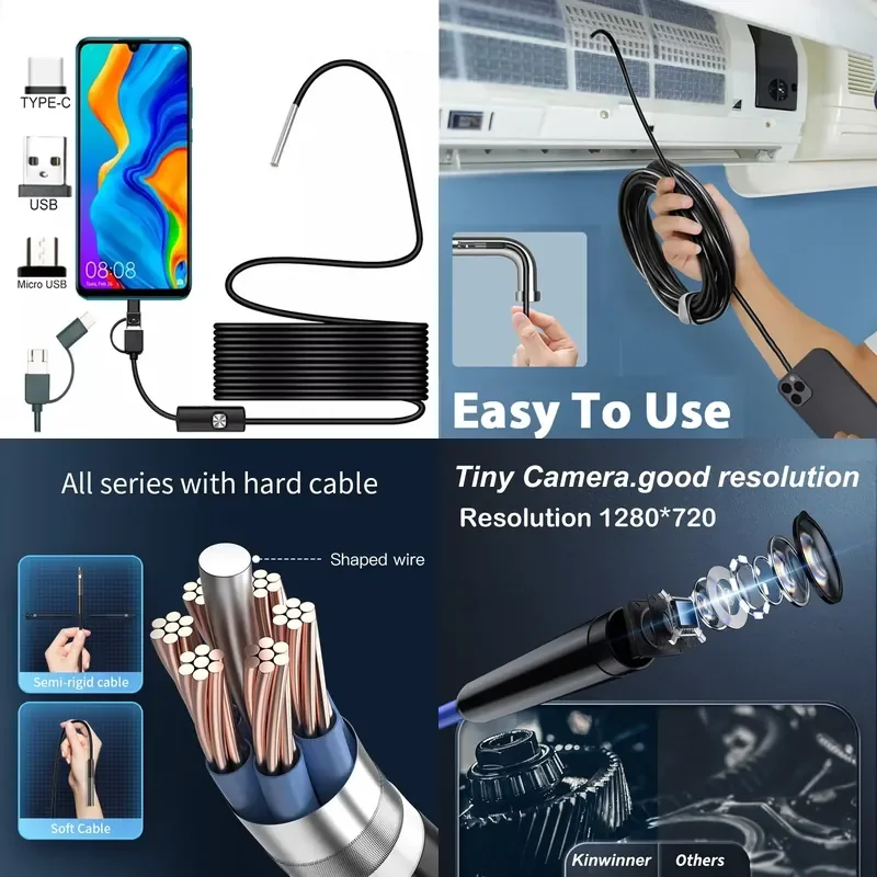 3.9Mm Android Computer USB Type C Interface Car Mini Probe HD1080p Sewer