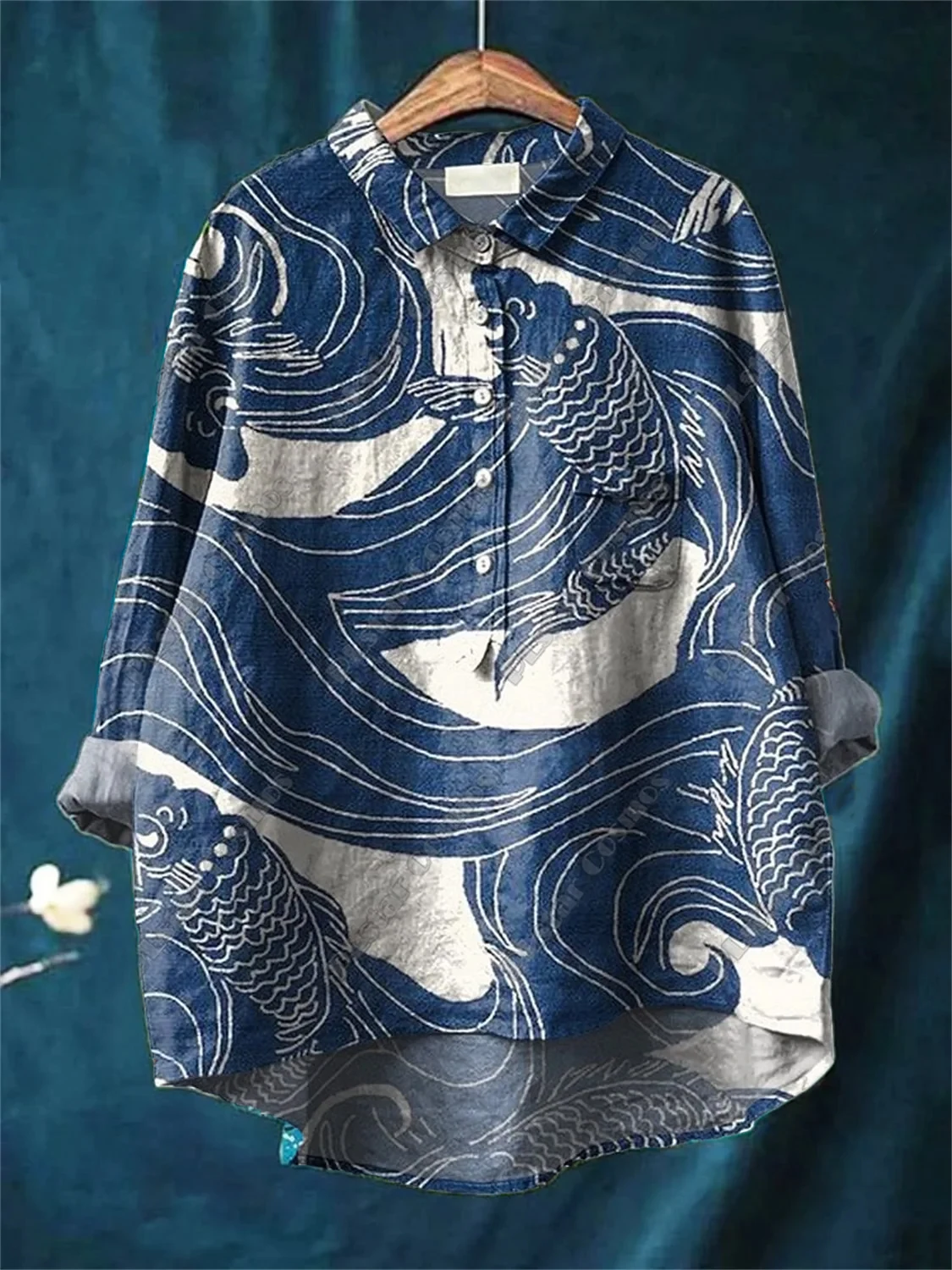 Nova carpa impressa em 3D, baleia, sardina, lagosta, casual feminina, camisa de tubo solto, top de verão legal feminino
