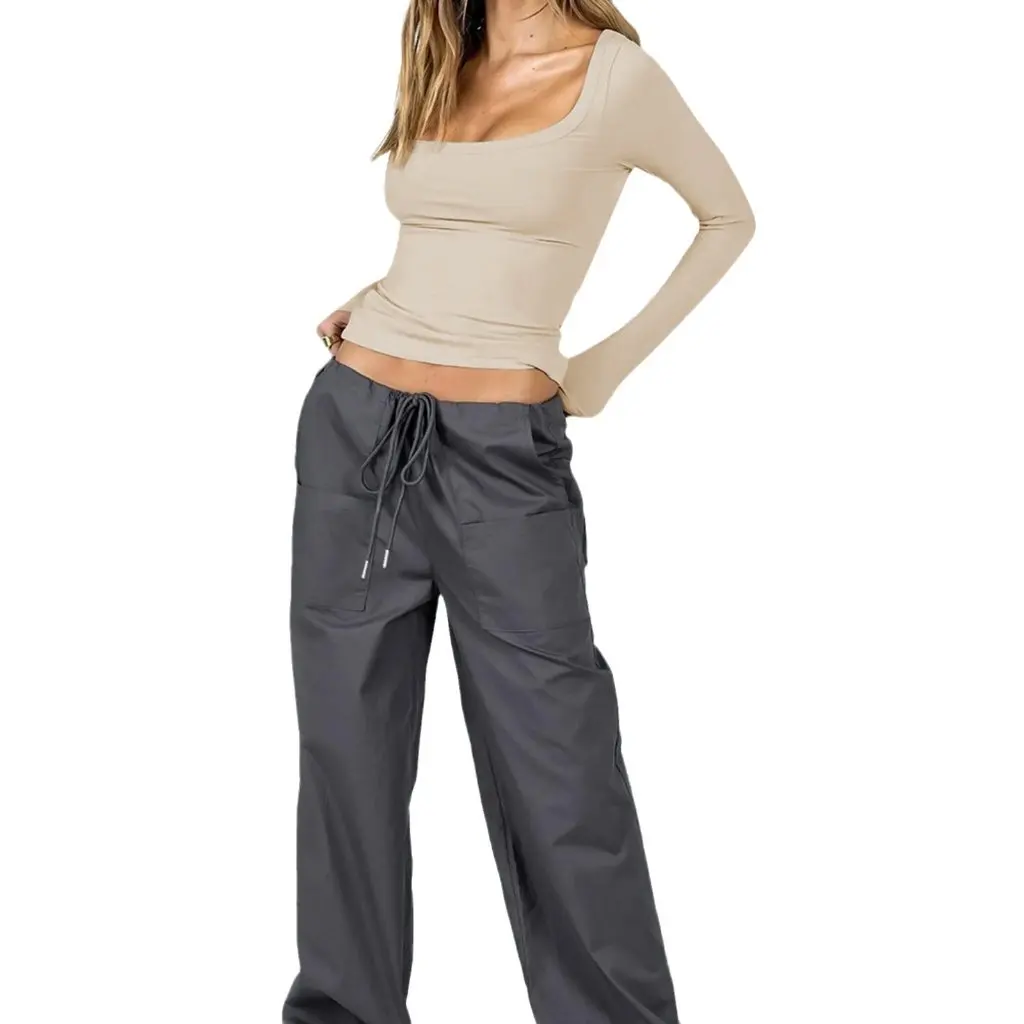 

Di Yun Women's Slim Long Sleeve T-shirt Y2K Sexy Style for Spring Summer Top Trend