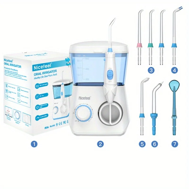 600ml Professional Oral Water Flosser 10-Pressure Electric Oral Irrigator 7 Tips Braces Clean 600 ml Dental Jet Home Travel