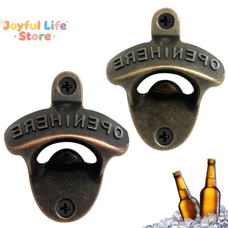 1/2PCS Zinc Alloy Wall Bottle Opener Beer Retro Alloy Wall Mounted Beer Bottle Opener Kitchen Decor