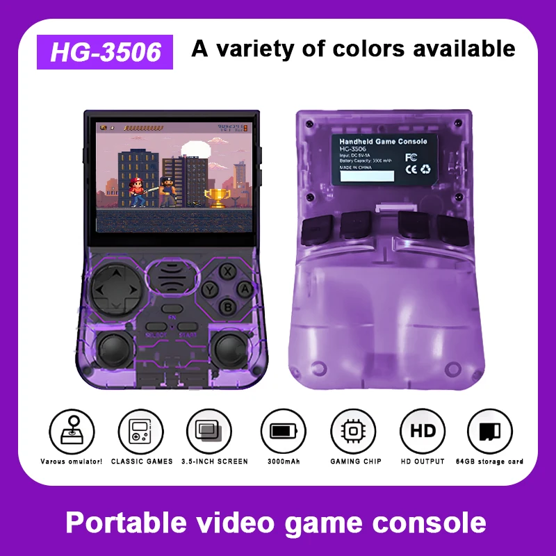 

HG3506 Retro Handheld Video Game Console ARKOSSystem 3.5Inch IPS Screen Classic Portable Pocket Video Player 128G Games Boy Gift