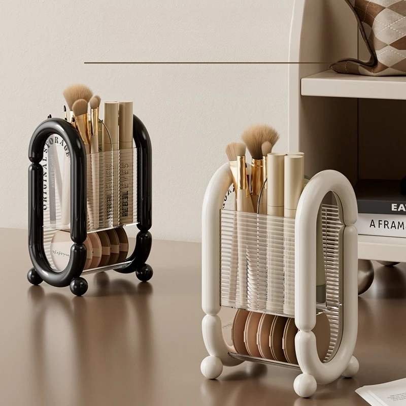 แปรงแต่งหน้าOrganizerเดสก์ท็อปลิปสติกแป้งพัฟความงามไข่เครื่องสําอางค์Dresserชั้นวาง