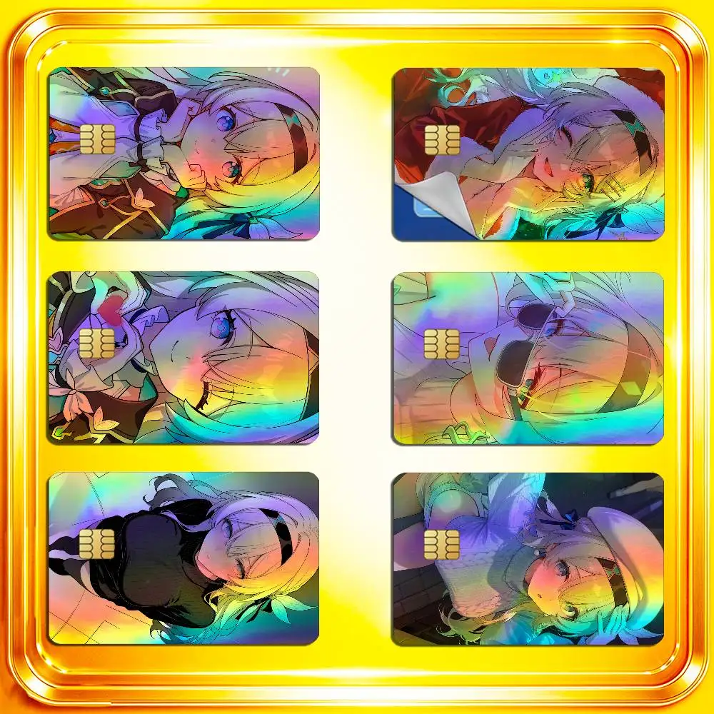 For Firefly Honkai Star Rail HSR Credit Bank Sticker ID Access Card Cover Skin Rainbow Color Laser Stickers Film