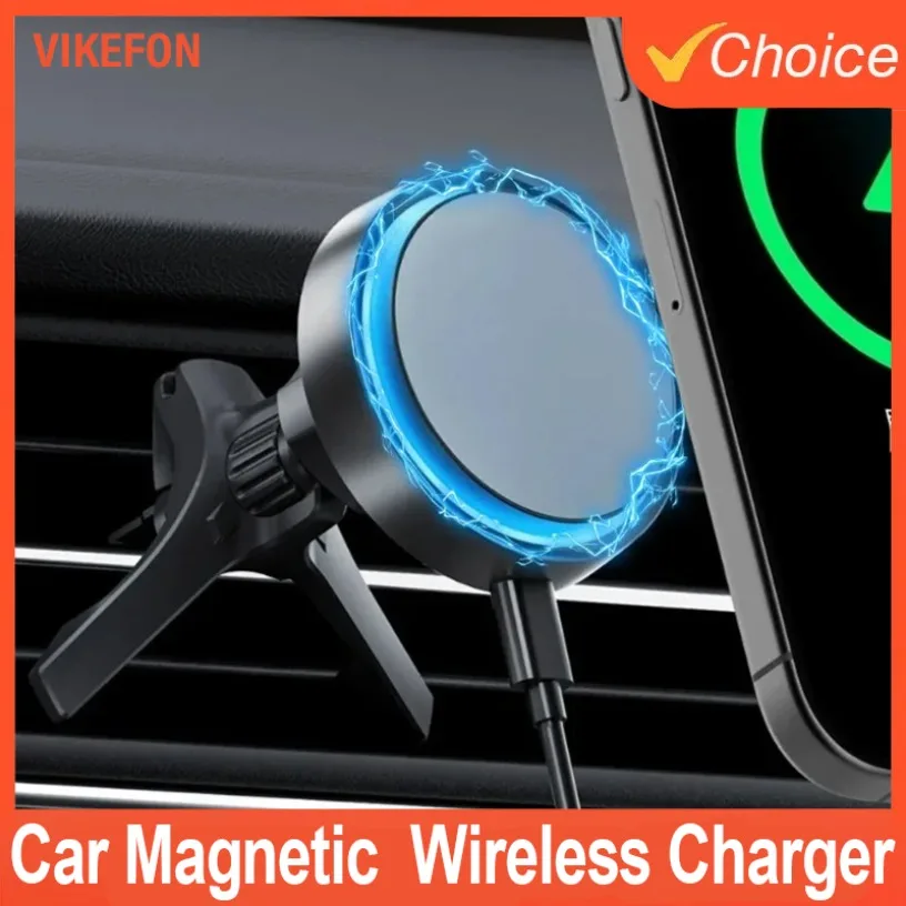 

Автомобильное магнитное беспроводное зарядное устройство, подставка со светодиодной подсветкой, держатель для телефона для iPhone 1716 15 14 13 12 Samsung Z Fold 7/Z Flip 7 6 Быстрая зарядка