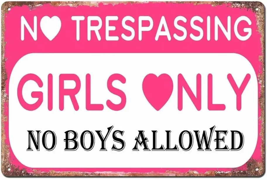No Trespassing Girls Only Sign Pink Room Decor for Bedroom Door or Wall Girls Only Sign No Boys Allowed Sign for Teen Girls sign