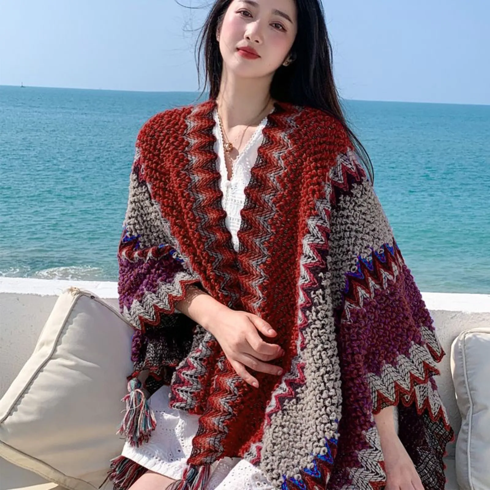 

Winter Poncho Coat Women Outfits Casual Chaqueta Mujer Loose Sweater Clothing Vintage Pull Femme Knitted Cardigan Woman Jackets