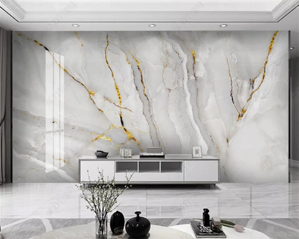 beibehang Customized nmodern minimalist luxurious golden abstract landscape marble pattern TV background wallpaper