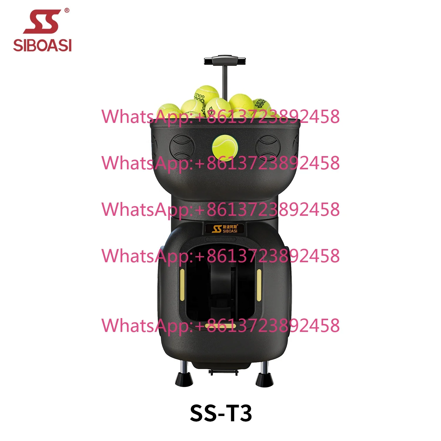 SIBOASI Launcher New Design T3 Foldable Durable Tennis Ball Training Machine with 15-20kg Capacity Tennis Shooting Server