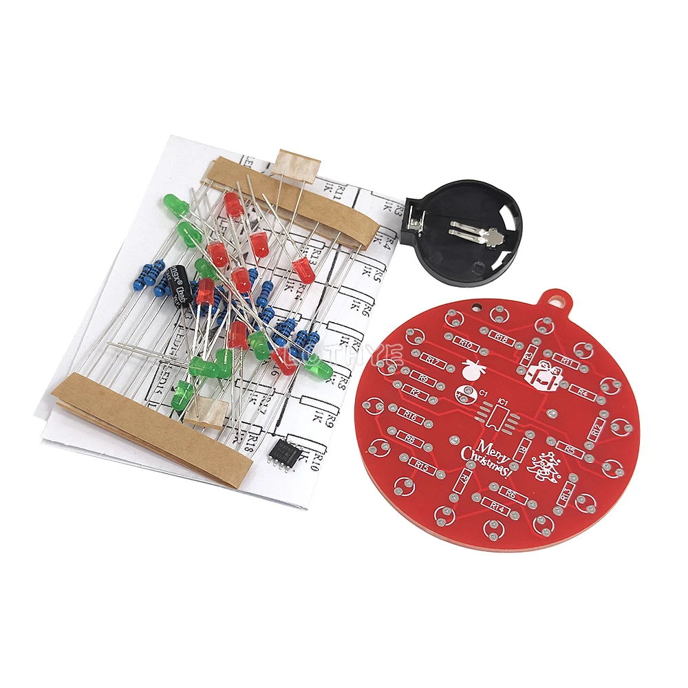 DIY Electronic Kit NE555 Red And Green LED Christmas Tree Decoration Flashing Light Electronic Component Fun Soldering DC 3V