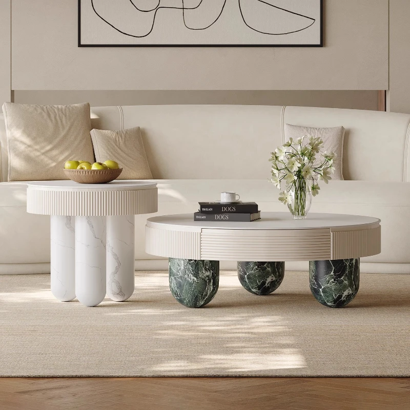 

Round living room household small apartment stone pattern table