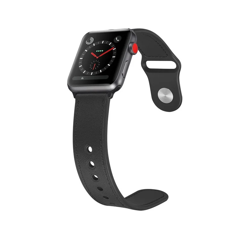 Nueva correa de cuero genuino suave + TPU para reloj inteligente Apple Watch Series 7/6/se/5/4/3/2/1