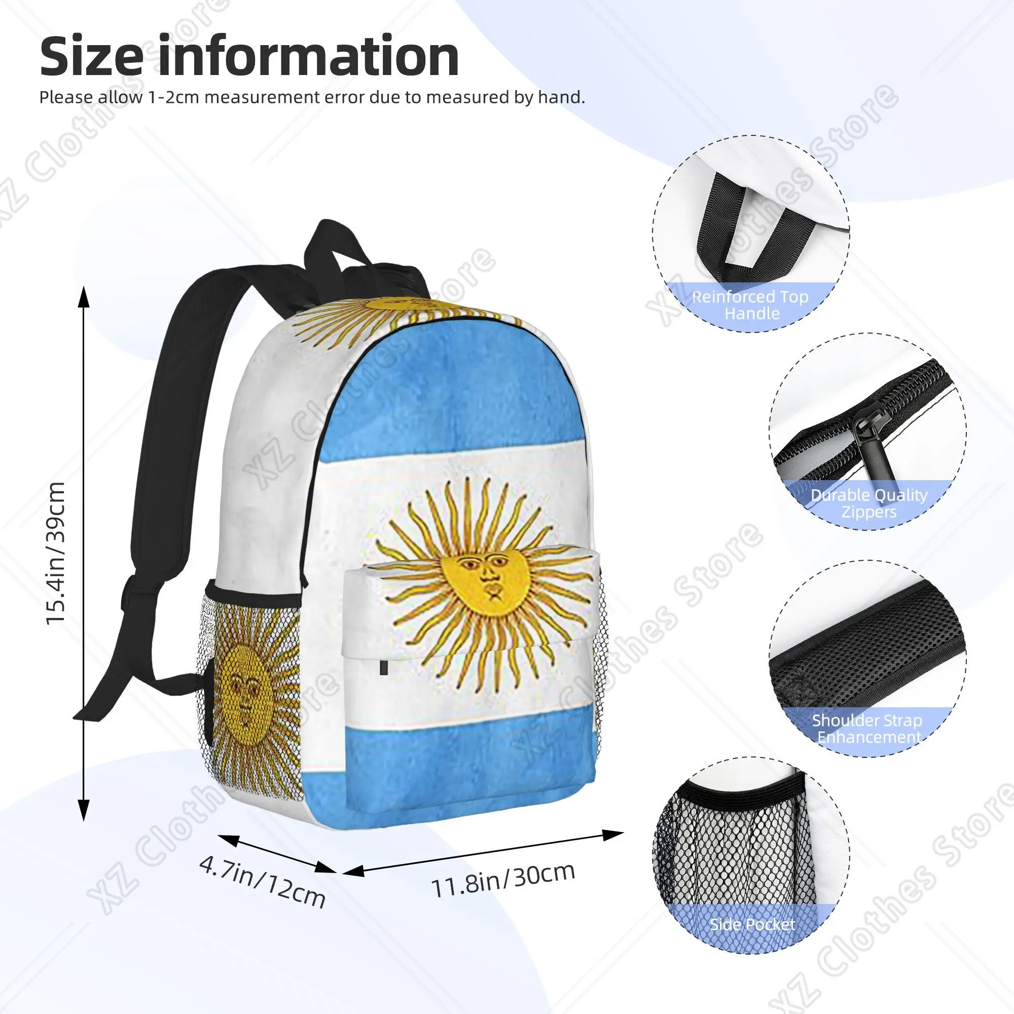 Argentina Argentinian Flag National Flag of Argentina Backpack Hot Sale Daypack BookBag Shoulder Bags for Men Women School Bag