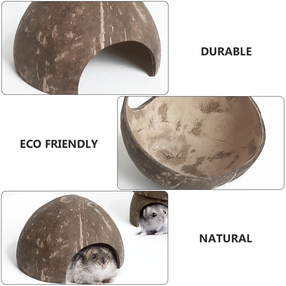 

1Pcs Natural Coconut Shell Small Pet Reptile Shelter Secure Hiding House Warm Habitat Reptile Hideout Suitable for Hermit Crabs