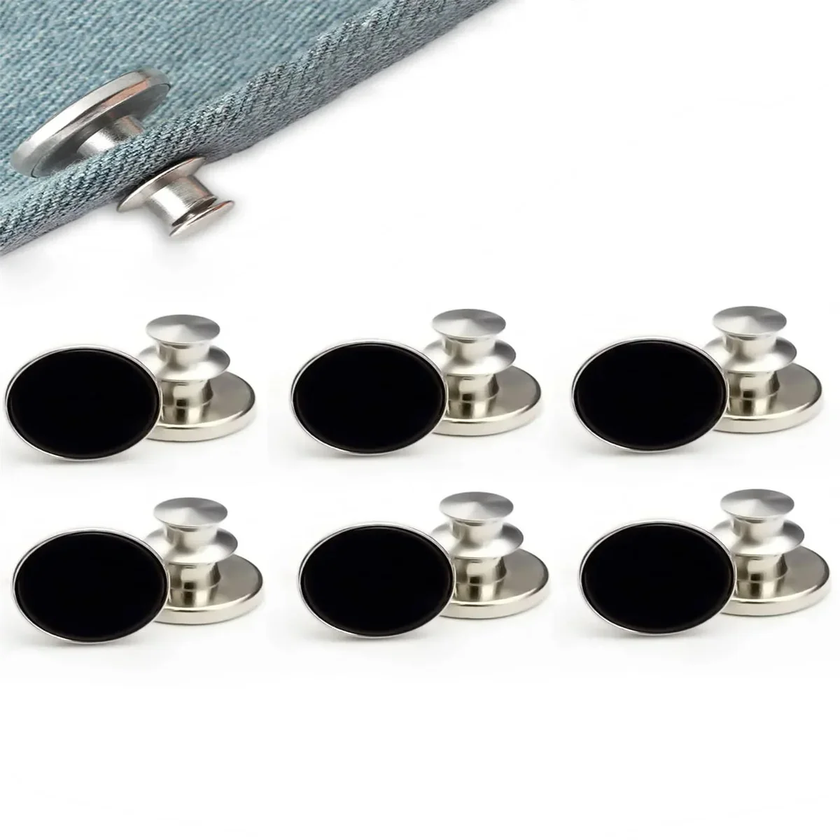 6PCS-Jeans Waist Buttons Nail Free Adjustable Waist Extenders Buttons Detachable Clothing Pants Waist Buckle