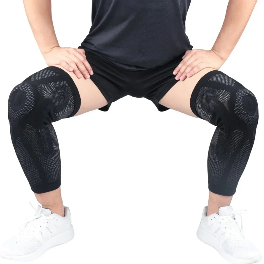 1 Pcs Compression Knee Pads Support Lengthen Stripe Sport Sleeve Arthritis Joint Pain Protector Elastic Kneepad Brace