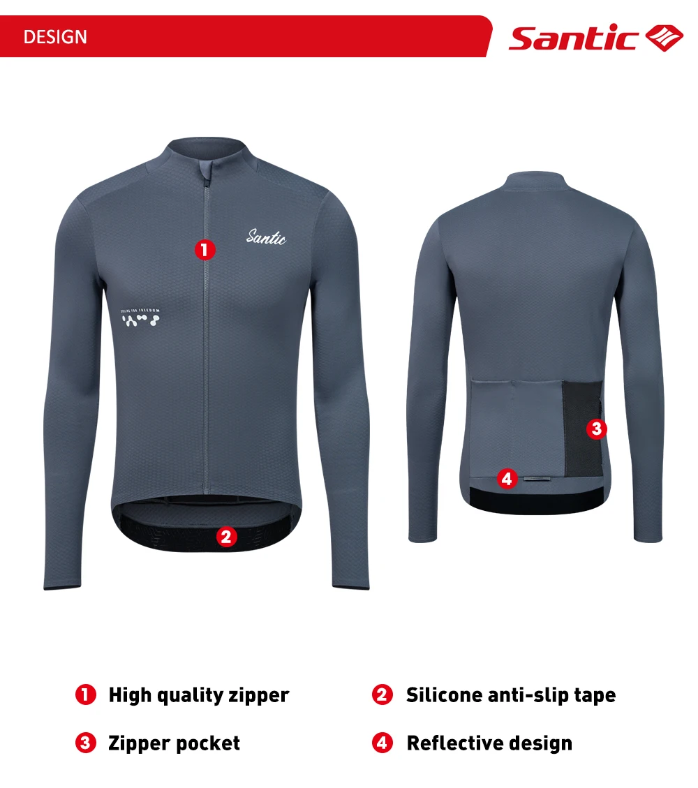 Santic Men\'s Winter Cycling Jerseys Windproof Keep Warm Bike Jackets Cycling Clothing Reflective