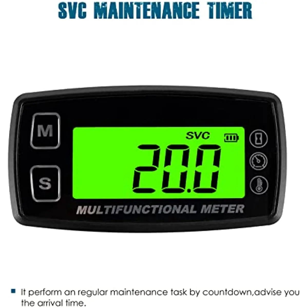 Motorcycle Meter Inductive Digital Tachometer Resettable Tach Hour Meter Thermometer Temp Meter for Boats Gas Engine Marine ATV