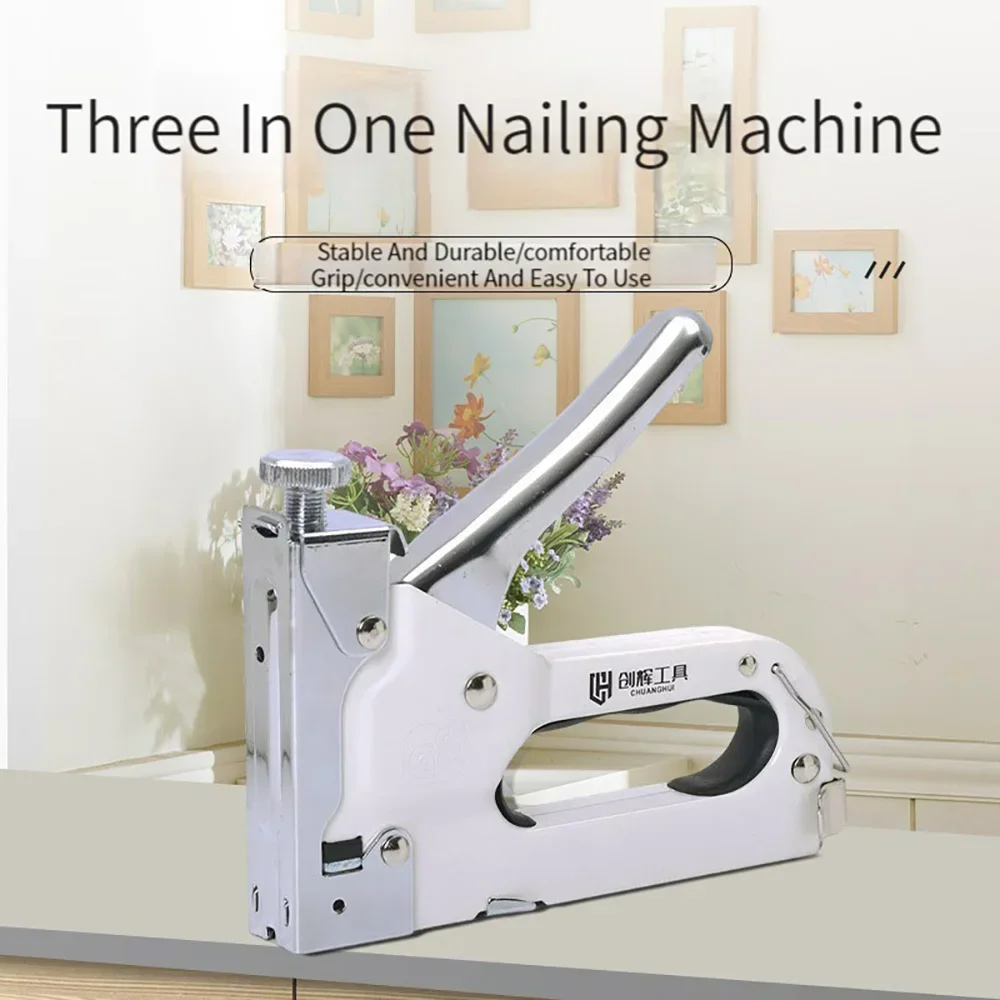 Manual 3 in 1 Nail Gun Construction Stapler For Furniture Wood Upholstery Stapler Universal Nailing Gun Woodworking Tools