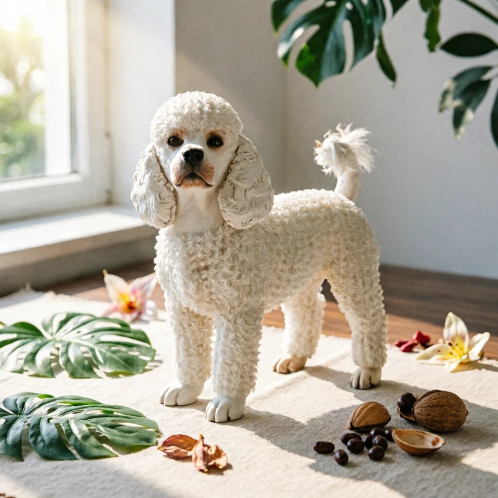 Poodle Figurine Tabletop Poodle Statue Resin Dog Figurine Long-Lasting Animal Ornament Playful for Living Room, Entryway