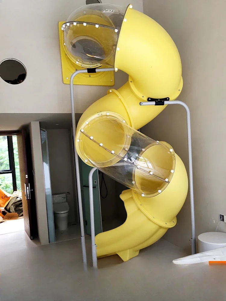 Large indoor slide kindergarten outdoor children's plastic spiral to transparent stainless steel