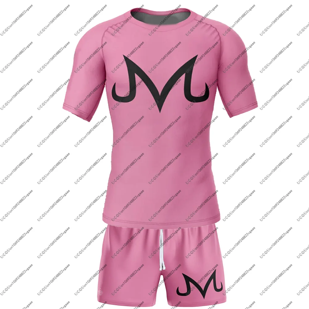 الوردي ماجين بو لعبة دراغون بول Z ملابس رياضية الرجال الفتيان المحملة الأعلى بنطال قصير طفح الحرس تي شيرت السراويل البرازيلي جيو جيتسو الصالة الرياضية مجموعة 2 قطعة