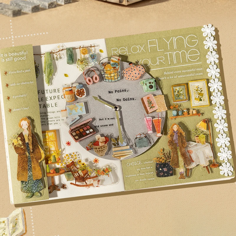 

Vintage Country Life Sticker Book, Art Journal Scrapbooking Supplies, Figure & Food Illustrations, Multi-Purpose Gift Stickers