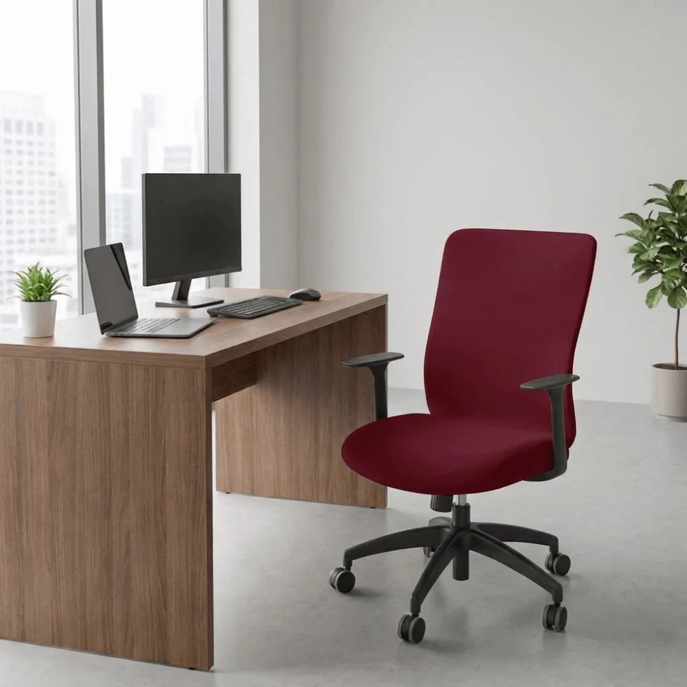 Polyester Fiber Computer Chair Covers Solid Color All-Wrap Office Chair Cover High Stretch Soft Desk Seat Chair Covers Office