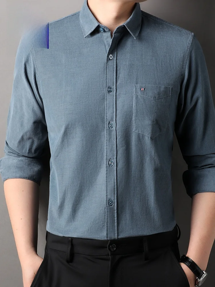

Pure Cotton Lormen Casual Long Sve irt Men's Sl Busin irt Breathable Comfortable Stand Fit Autumn Wear
