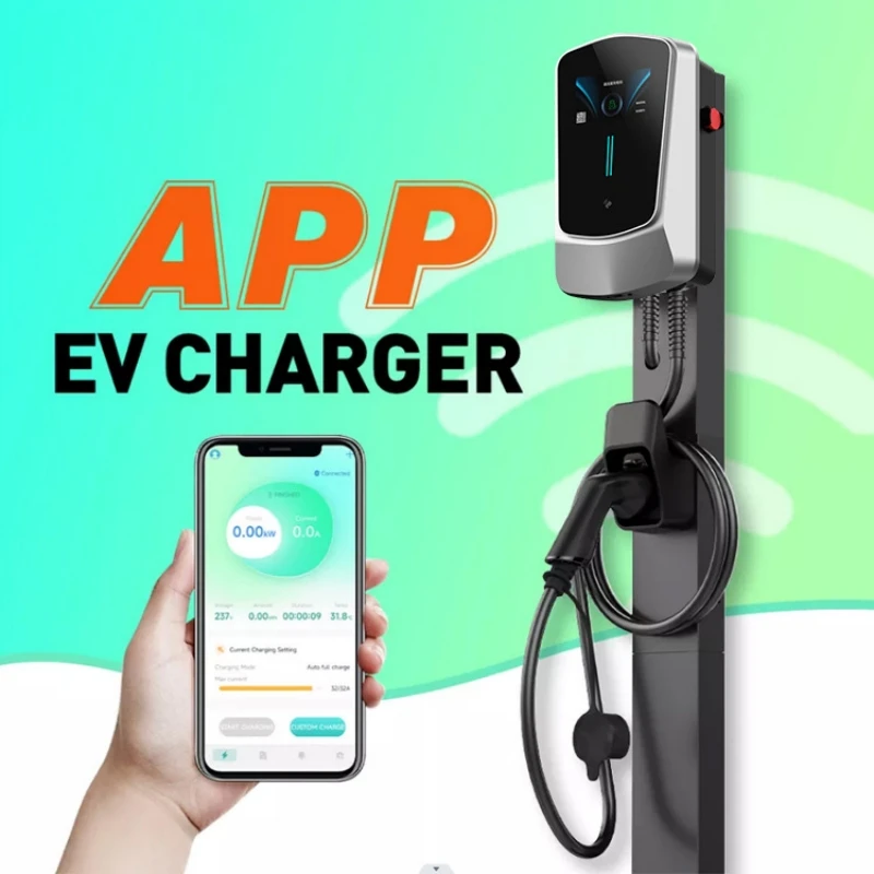 EV charging station for home use electric vehicles car charger, wall-mounted, GB/T 20234 22 kW, with RFID card,APP 5m cable