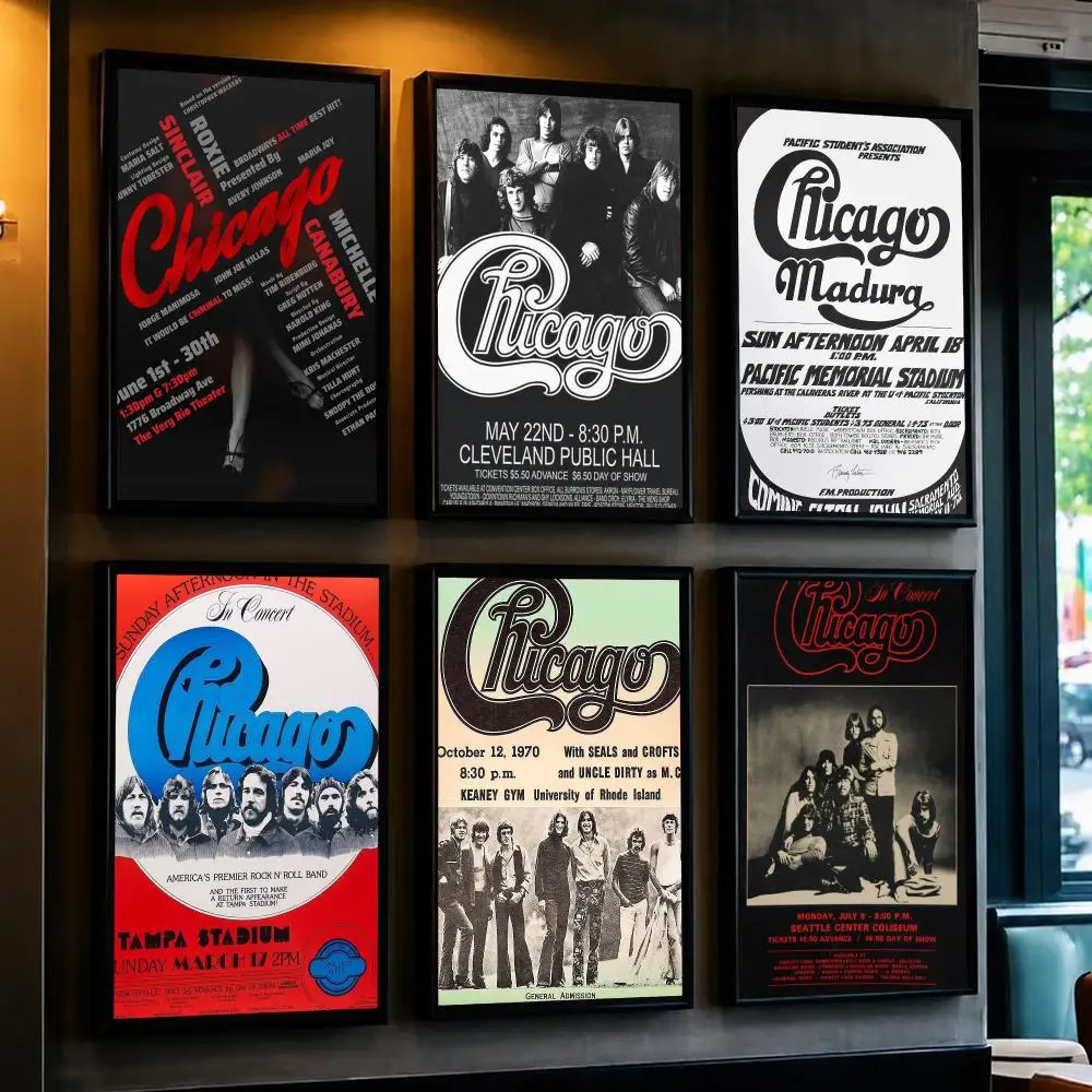 band C-Chicago-O Poster Minimalist Wall Sticker for Cafe Office Bar Home Decor and Gift