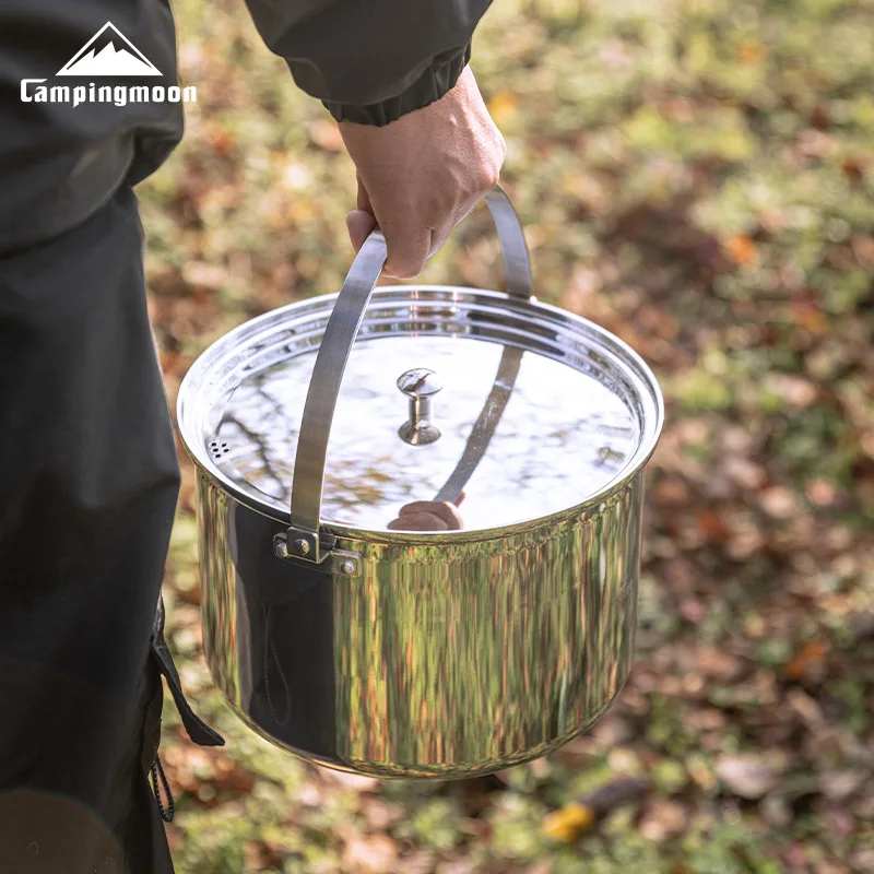 CAMPINGMOON CC-24 stainless steel large capacity 5.9L picnic cookware for cooking, boiling water, outdoor camping soup pot