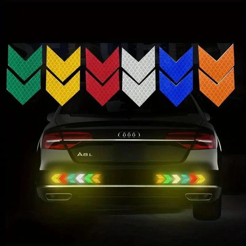 12 Pack PVC Reflective Arrow Car Stickers Properly Placed Safety Hazard Warning Tape for Car Bumper Trunk and Motorcycle
