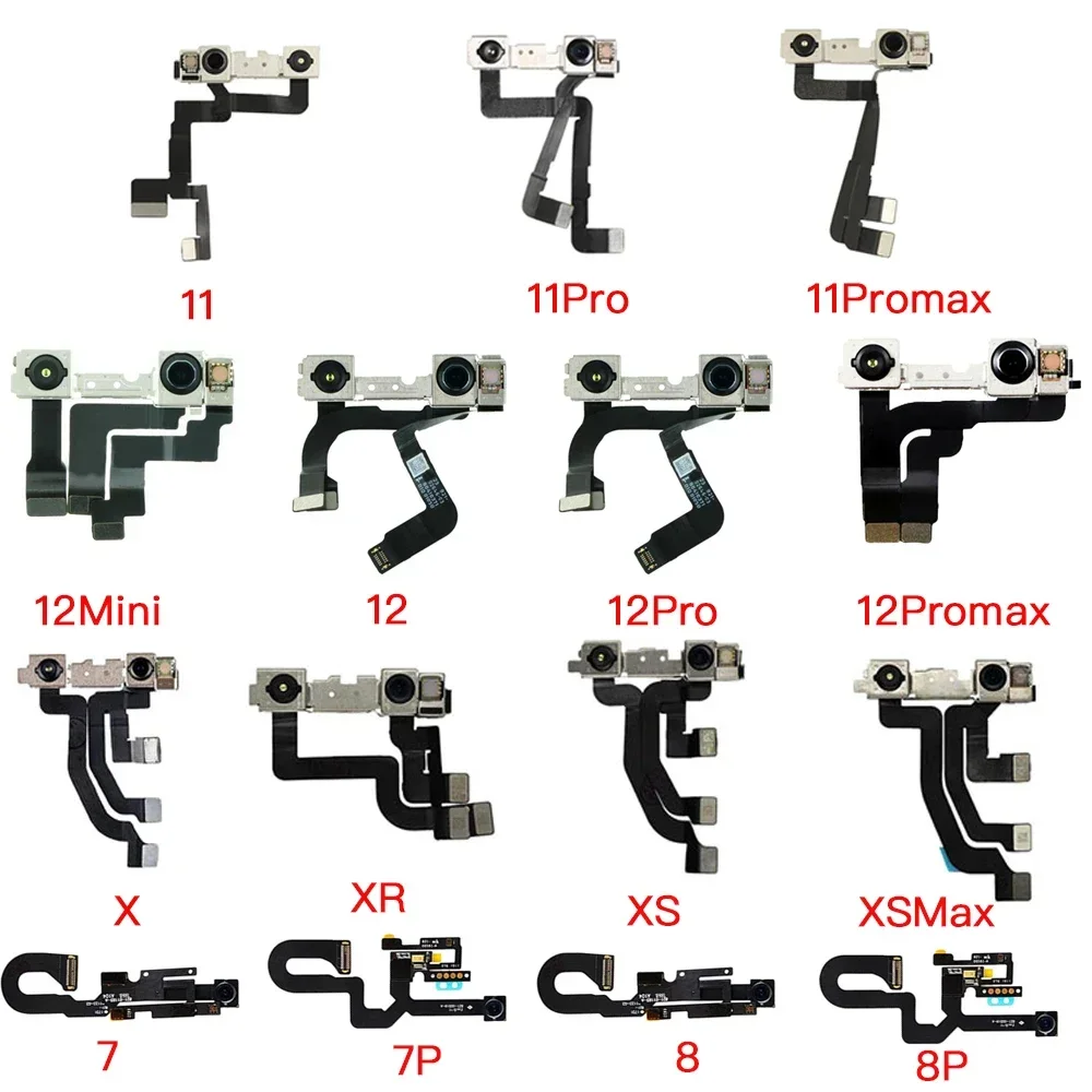 Front Camera Module Flex Cable Replacement Part for IPhone 7 8 Plus X XR XS 11 12 Mini Pro Max NO Face ID