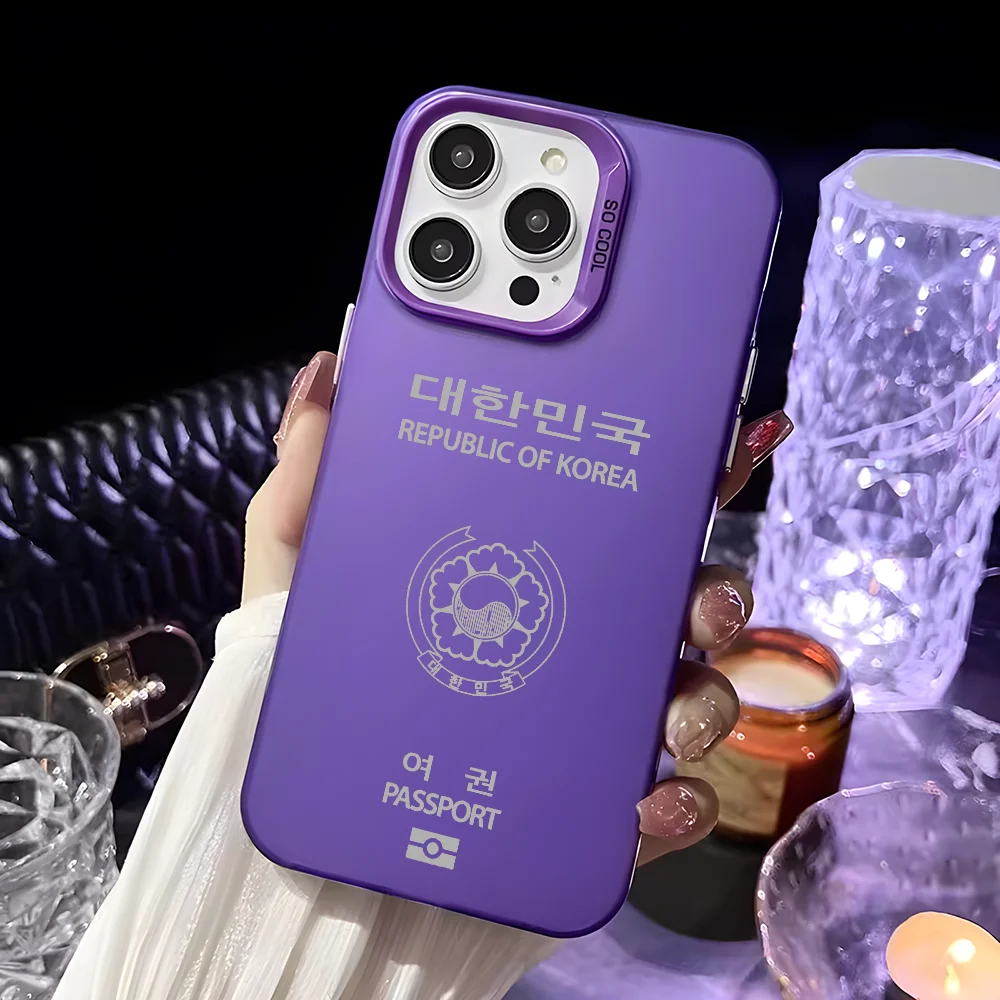 Funda de teléfono de lujo a la moda para pasaporte coreano para IPhone 16, 15, 14, 13, 12, 11 Pro Max, Funda Abrazine de caramelo suave ultrafina blanca