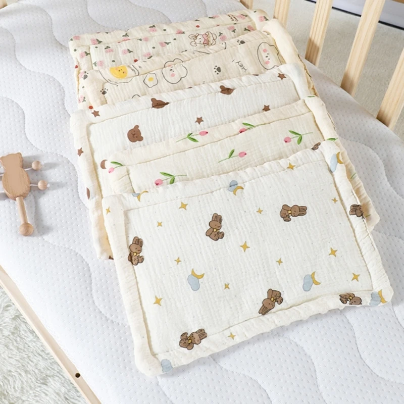 Oreiller ergonomique en coton doux respirant pour bébé, oreiller pour bébé à motifs mignons, Durable pour sommeil