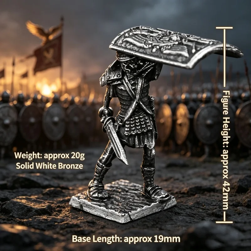 White Copper Roman Legion Soldier Figurine Mini Metal Statue Desktop Ornament Ancient Rome Style Hobby Collector Desk Decor Gift