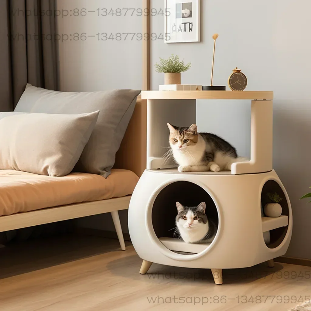 Universal coffee table for all seasons, shared by people and cats, kitten nest, double-layer furniture