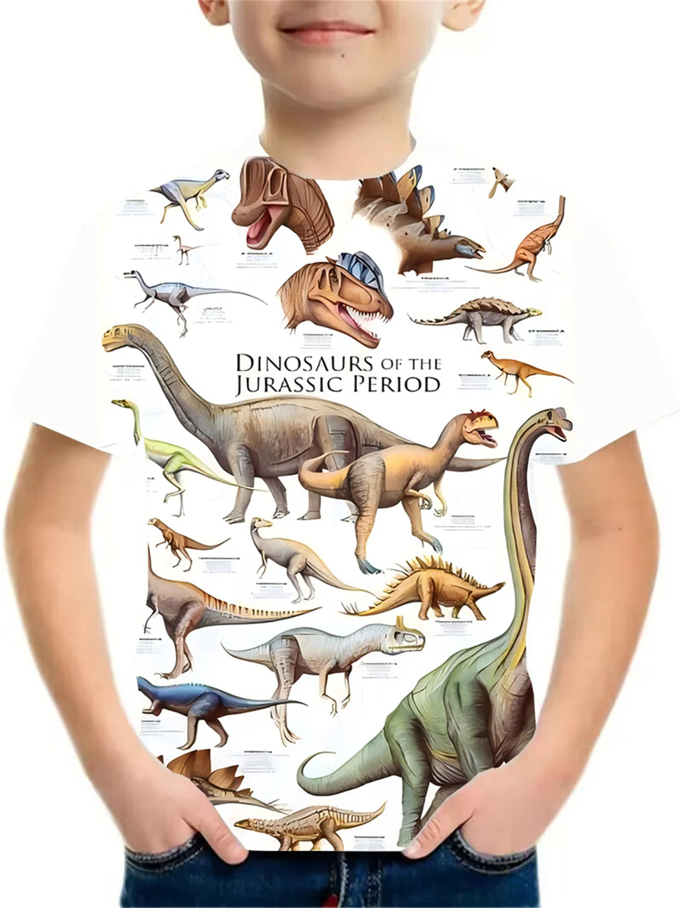 

Summer Dinosaur T-shirt 3D Printed T-shirt Fashion Harajuku Style T-shirt Children's Street Wear Animal Multi Dinosaur T-shirt