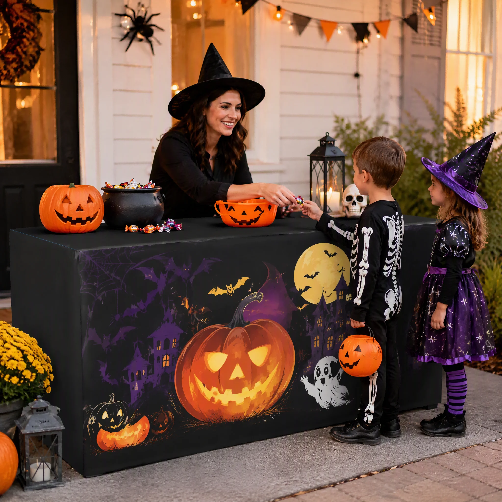 Custom Halloween Table Cover Personalized Logo Photo Tablecloth Pumpkin Party Decoration Event Table Cover