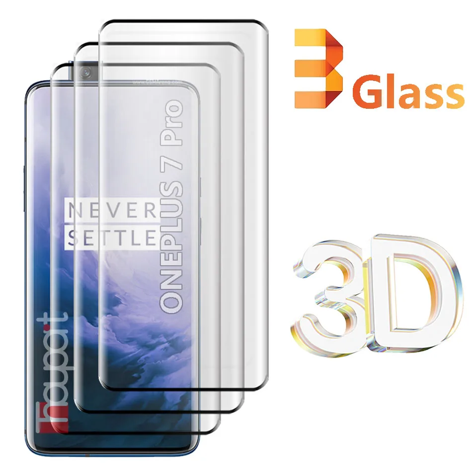 3Pcs 3D Tempered Glass For Oneplus 7 Pro Screen Protector Full Cover Film For Oneplus 7T Pro Glass